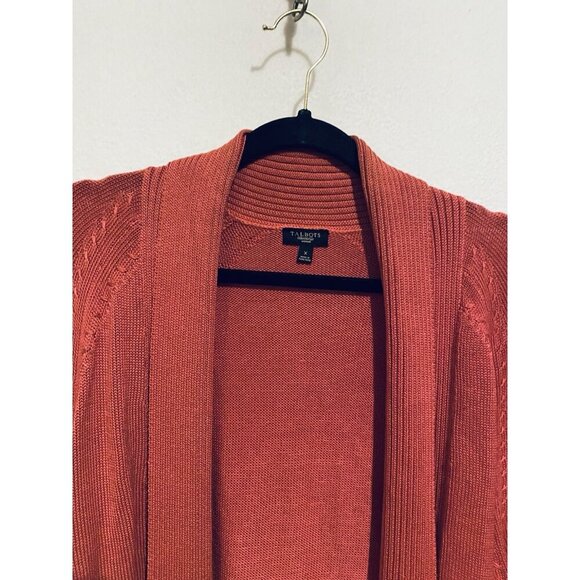 Talbots Cardigan Sweater Womens 1X Rose Pink Short Sleeve Open Front Layering - Picture 2 of 5